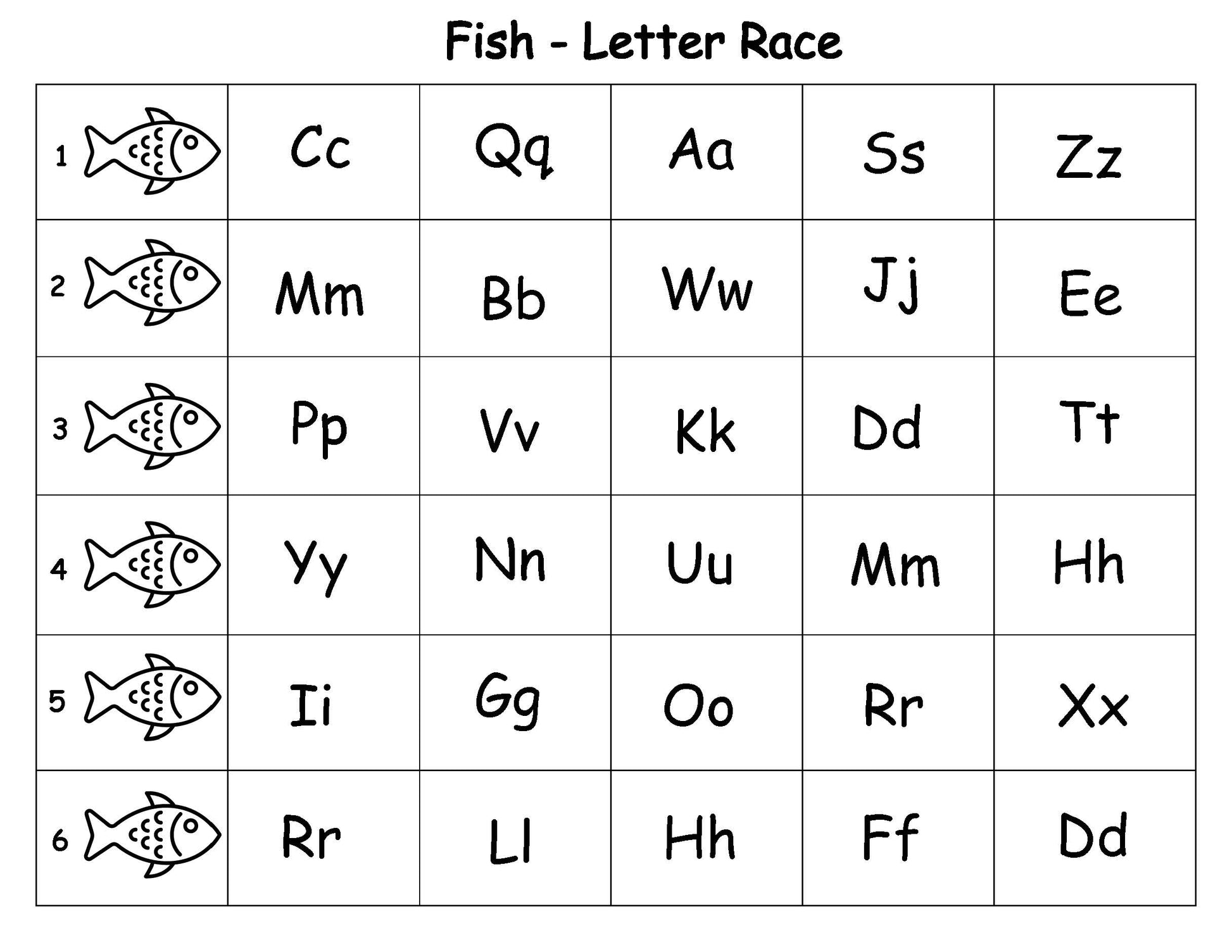 Letter Race Literacy Game Kids