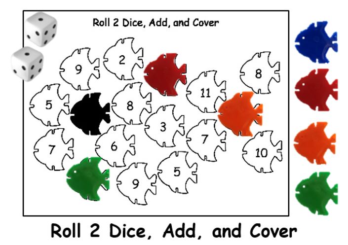 Roll and Cover Fish Math Game Kids