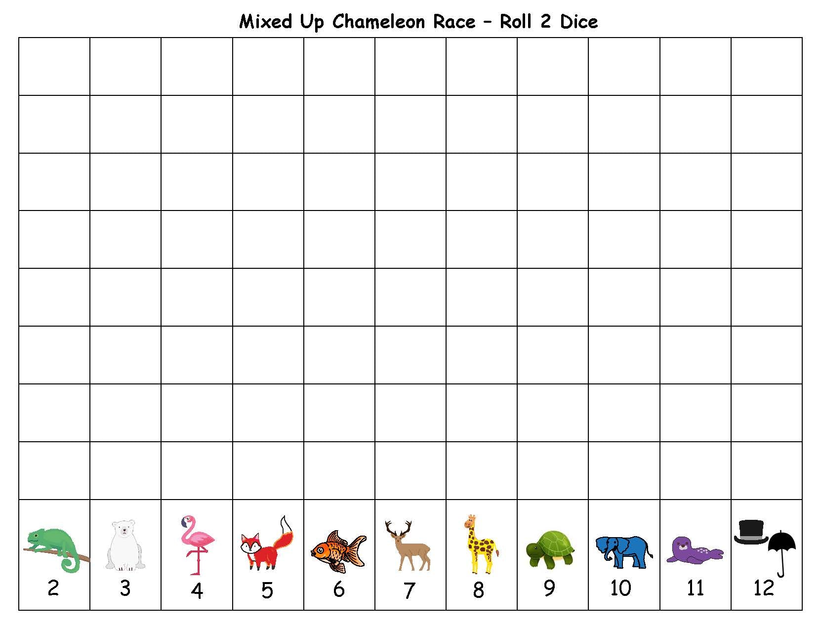 Mixed-Up Chameleon Race Math Game